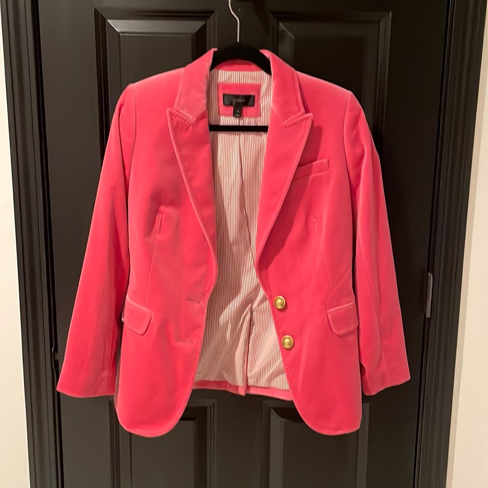JCRew velvet pink jacket